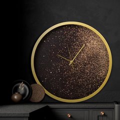 Zegar ścienny w stylu nowoczesnym zdobiony złotym brokatem Eurofirany - 60 x 5 x 60 cm - czarny 6