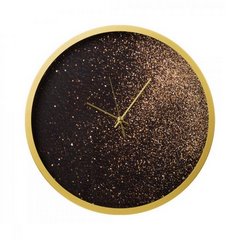 Zegar ścienny w stylu nowoczesnym zdobiony złotym brokatem Eurofirany - 60 x 5 x 60 cm - czarny 1