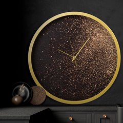 Czarny zegar ścienny zdobiony złotym brokatem 78x8 cm Eurofirany - 78 x 6 x 78 cm - czarny 6
