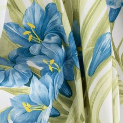 Zasłona MARI z mikrofibry w niebieskie kwiaty Eurofirany - 140 x 250 cm - biały 4