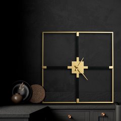 Czarny złoty nowoczesny zegar ścienny dekoracyjny kwadratowy 60x5 cm Eurofirany - 60 x 5 x 60 cm - czarny 5