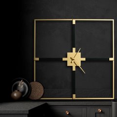 Czarny złoty nowoczesny zegar ścienny dekoracyjny kwadratowy 80x80x5 cm Eurofirany - 80 x 5 x 80 cm - czarny 5