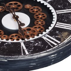 Dekoracyjny zegar ścienny w stylu współczesnego shabby chic ze złotym akcentem 60x6 cm Eurofirany - 60 x 6 x 60 cm - czarny 4