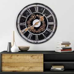 Dekoracyjny zegar ścienny w stylu współczesnego shabby chic ze złotym akcentem 60x6 cm Eurofirany - 60 x 6 x 60 cm - czarny 2