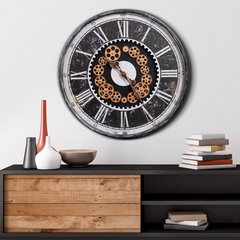 Dekoracyjny zegar ścienny w stylu współczesnego shabby chic ze złotym akcentem 60x6 cm Eurofirany - 60 x 6 x 60 cm - czarny 3