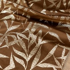 Bieżnik brązowy BLINK 15  z welwetu z metalicznym wzorem liści Eurofirany - 35 x 140 cm - brązowy 6