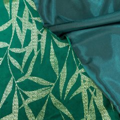 Bieżnik zielony BLINK 15 z welwetu z metalicznym wzorem liści Eurofirany - 35 x 180 cm - ciemnozielony 5