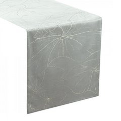 Blink 18 srebrny bieżnik z welwetu z metalicznym wzorem liści roślin wodnych 35x180 cm Eurofirany - 35 x 180 cm - popielaty 1