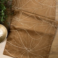 Bieżnik brązowy BLINK 18 z welwetu z metalicznym wzorem liści roślin wodnych Eurofirany - 35 x 180 cm - brązowy 7