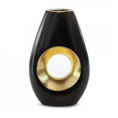 Wazon ceramiczny MIRA czarny  ze złotym otworem Eurofirany - 19 x 8 x 30 cm - czarny 1