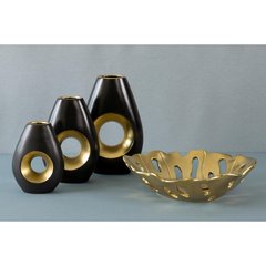Wazon ceramiczny MIRA czarny  ze złotym otworem Eurofirany - 19 x 8 x 30 cm - czarny 4