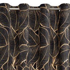 Asteja czarna zasłona z welwetu w beżowe liście na przelotkach 140x250 cm EUROFIRANY - 140 x 250 cm - czarny 4