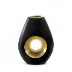 Wazon ceramiczny MIRA czarny  ze złotym otworem Eurofirany - 15 x 7 x 20 cm - czarny 1