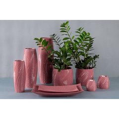 Wazon ceramiczny SENA z wytłaczanym wzorem - ∅ 18 x 50 cm - różowy 3