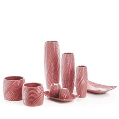Wazon ceramiczny SENA z wytłaczanym wzorem - ∅ 18 x 50 cm - różowy 2