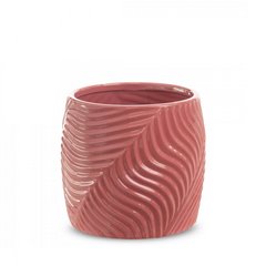 Osłonka ceramiczna SENA różowa z wytłaczanym wzorem Eurofirany - ∅ 20 x 18 cm - różowy 1