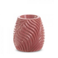 Świecznik ceramiczny SENA różowy z wytłaczanym wzorem Eurofirany - ∅ 12 x 12 cm - różowy 1