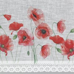 MARI zazdrostka z etaminy w stylu sielankowym w kwiaty maków Eurofirany - 150 x 30 cm - biały 3
