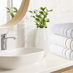 LIVIA ręcznik kąpielowy z bordiurą w paski Eurofirany - 50 x 90 cm - biały 5