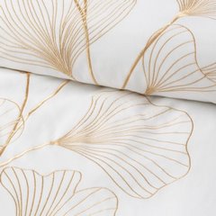 Komplet pościeli HAFT 2 biały haftowany w złote liście miłorzębu z satyny bawełnianej Eurofirany Premium - 220 x 200 cm - biały 4