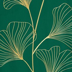 Komplet pościeli HAFT 2 zielony haftowany w złote liście miłorzębu z satyny bawełnianej Eurofirany Premium - 160 x 200 cm - zielony 4