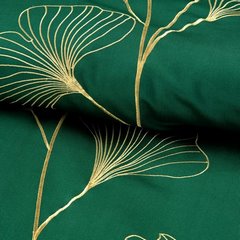 Komplet pościeli HAFT 2 zielony haftowany w złote liście miłorzębu z satyny bawełnianej Eurofirany Premium - 160 x 200 cm - zielony 5