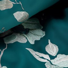 Komplet pościeli HAFT 6 turkusowy haftowany w kwiaty z satyny bawełnianej Eurofirany Premium - 160 x 200 cm - turkusowy 5
