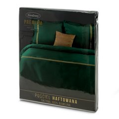 Komplet pościeli HAFT 4 zielony haftowany w złote paski z satyny bawełnianej Eurofirany Premium - 160 x 200 cm - zielony 3