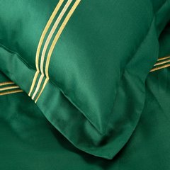 Komplet pościeli HAFT 4 zielony haftowany w złote paski z satyny bawełnianej Eurofirany Premium - 160 x 200 cm - zielony 6