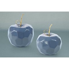 Figurka APLE niebieskie jabłko ze złotym ogonkiem w nowoczesnym stylu Eurofirany - 13 x 13 x 10 cm - niebieski 5
