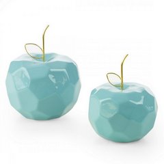 Figurka APLE niebieskie jabłko ze złotym ogonkiem w nowoczesnym stylu Eurofirany - 13 x 13 x 10 cm - niebieski 2