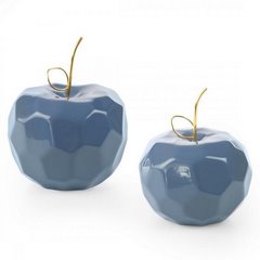 Figurka APLE niebieskie jabłko ze złotym ogonkiem w nowoczesnym stylu Eurofirany - 13 x 13 x 10 cm - niebieski 3