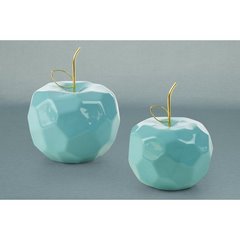 Figurka APLE niebieskie jabłko ze złotym ogonkiem w nowoczesnym stylu Eurofirany - 13 x 13 x 10 cm - niebieski 4