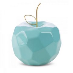 Figurka APLE niebieskie jabłko ze złotym ogonkiem w nowoczesnym stylu Eurofirany - 16 x 16 x 13 cm - niebieski 1