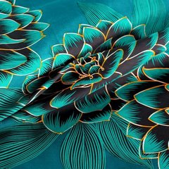 Komplet pościeli turkusowa MIA w duże kwiaty z satyny bawełnianej 220x200 cm, 70x80 cm Eurofirany - 220 x 200 cm - wielokolorowy 4