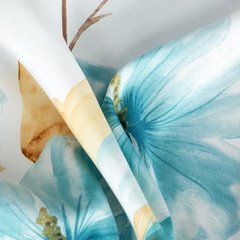 Zasłona SOFIA z mikrofibry w niebieskie kwiaty Eurofirany - 140 x 250 cm - biały 4