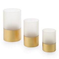 Świecznik dekoracyjny LUNA 5 biało-złoty szklany o klasycznym kształcie Limited Collection Eurofirany - ∅ 10 x 15 cm - biały 2