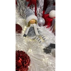 Świąteczna laleczka w szarym kubraczku DOLL  15x10x60 cm  Eurofirany - 15 x 10 x 62 cm - biały 4