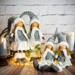 Siedząca świąteczna laleczka z warkoczami DOLL  15x10x60 cm  Eurofirany - 15 x 10 x 62 cm - biały 5