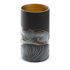 Wazon dekoracyjny PEONIA 1 czarno-złoty szklany z motywem kwiatowym Limited Collection Eurofirany - ∅ 15 x 30 cm - czarny 1