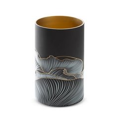 Wazon dekoracyjny PEONIA 1 czarno-złoty szklany z motywem kwiatowym Limited Collection Eurofirany - ∅ 15 x 30 cm - czarny 2