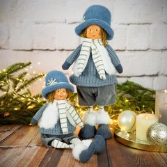Siedząca świąteczna laleczka w niebieskim ubranku DOLL 16x10x40 cm Eurofirany - 16 x 10 x 45 cm - niebieski 3