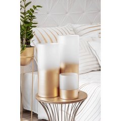Świecznik dekoracyjny BLANCA 7 biało-złoty szklany o klasycznym kształcie Limited Collection Eurofirany - ∅ 15 x 35 cm - biały 3