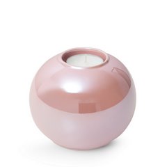 Świecznik SIMONA 1 różowy z perłowym połyskiem w kształcie kuli Eurofirany - ∅ 10 x 8 cm - różowy 1