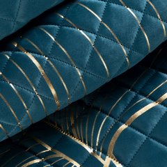 Narzuta turkusowa BLANCA z velvetu na łóżko ze złotym wzorem botanicznym 170x210 cm EUROFIRANY - 170 x 210 cm - turkusowy 4