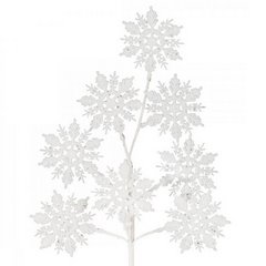 Biała gałązka dekoracyjna na choinkę stroik ze śnieżynkami 75 cm Eurofirany - 75 cm - biały 2