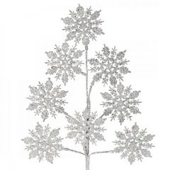 Srebrna gałązka dekoracyjna ze śnieżynkami  75 cm Eurofirany - 75 cm - srebrny 1