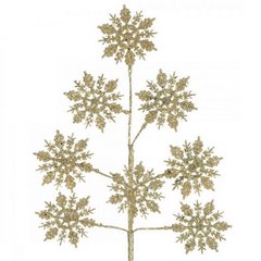 Szampańska gałązka dekoracyjna na choinkę stroik ze śnieżynkami 75 cm Eurofirany - 75 cm - szampański 1