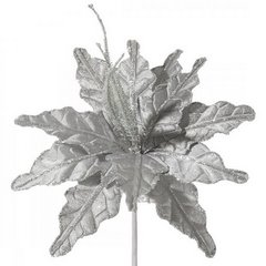 Srebrny kwiat poinsecja gwiazda betlejemska z welwetu na choinkę 22 cm Eurofirany - 22 cm - srebrny 1