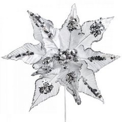 Biała gwiazda betlejemska ze srebrnymi cekinami 28 cm Eurofirany - 28 cm - biały 1